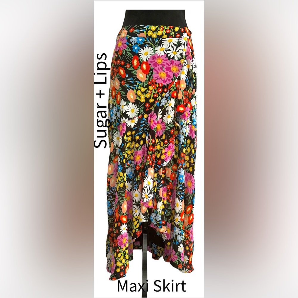 🌺🌸Sugarlips Colorful Floral Hi/Lo‎ Maxi Skirt🌸🌺